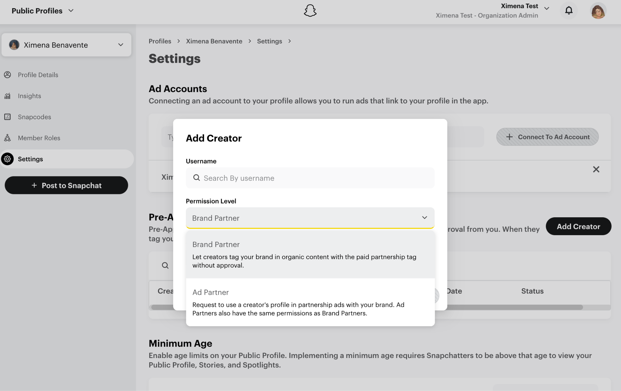 Permission Level Selection