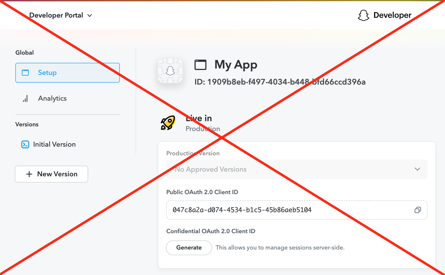 Donʼt use developer portal