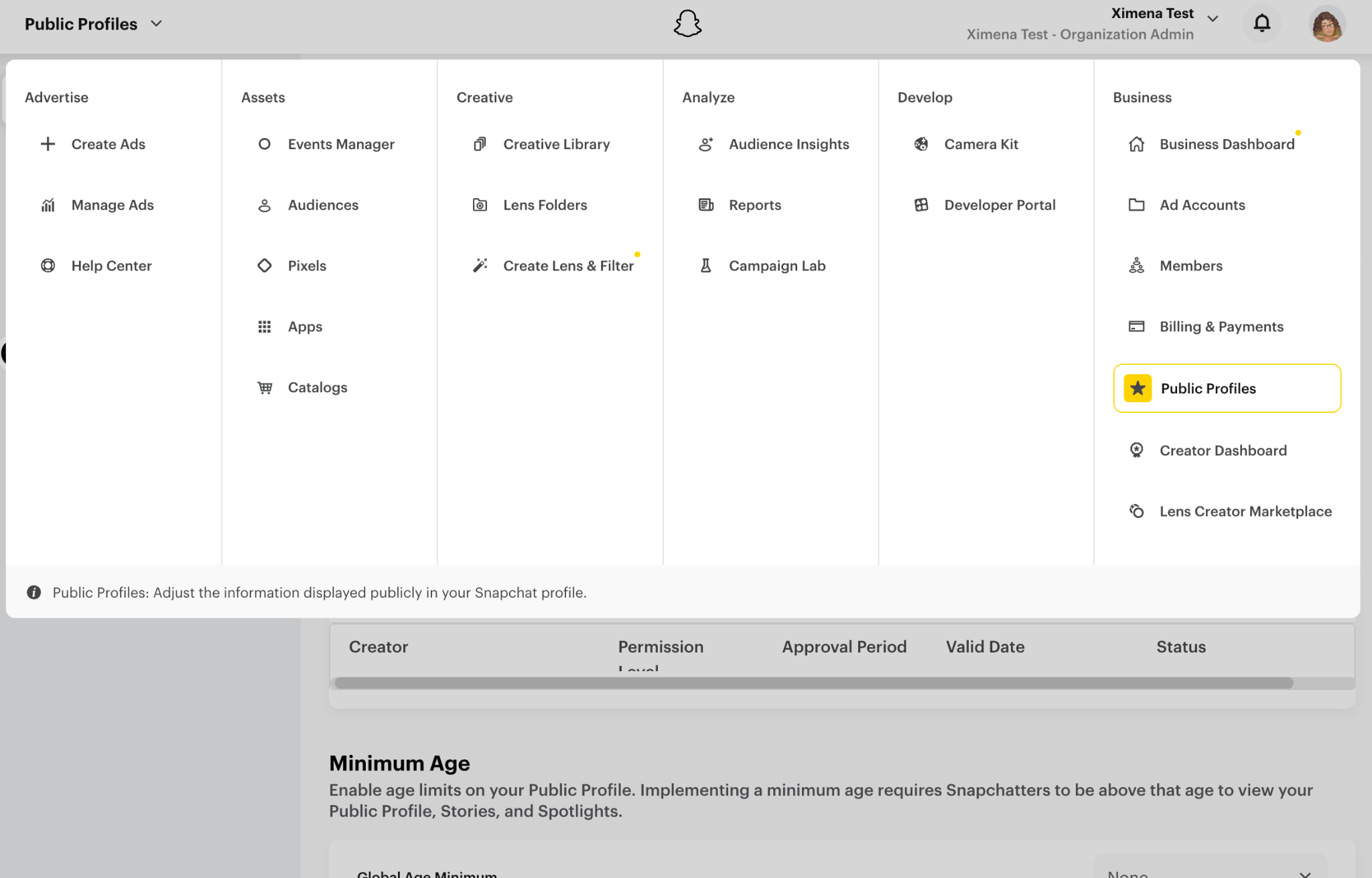 Public Profile Navigation