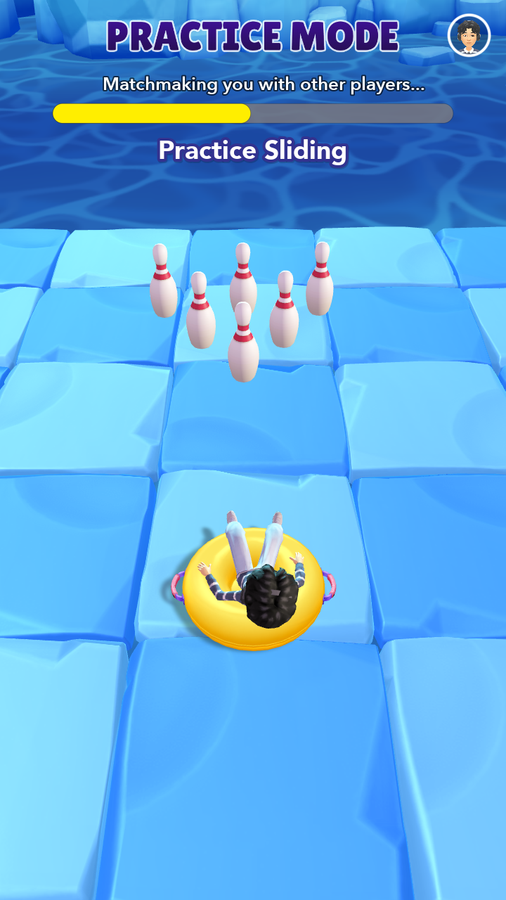 Matchmaking search in progress: a progress bar reads 'Matchmaking you with other players' while the player warms up in Practice Mode
