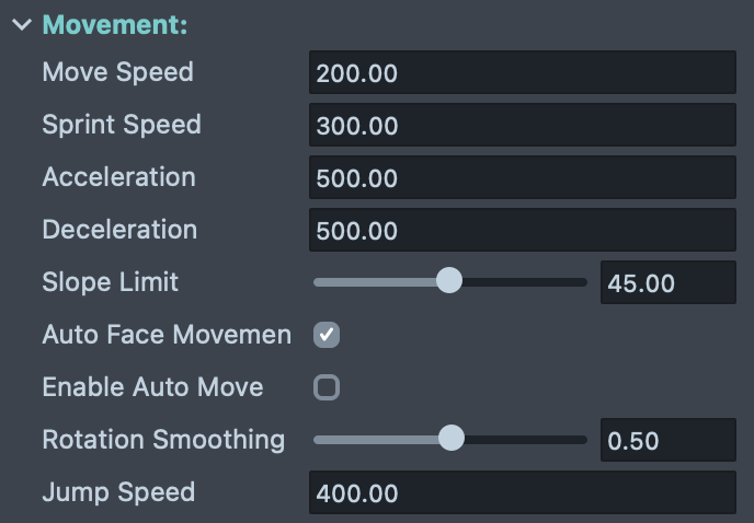 Movement Settings