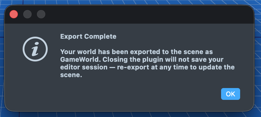 Export Complete dialog