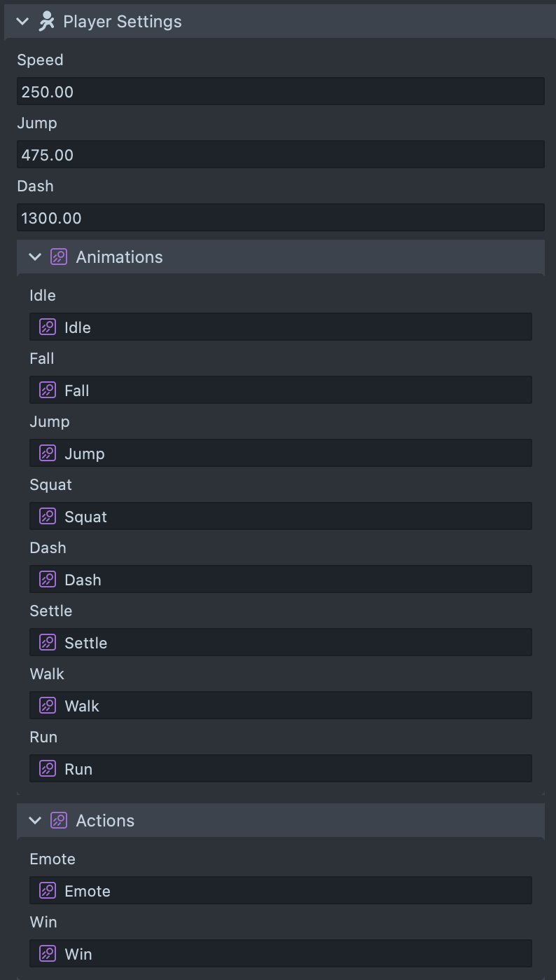Player Settings panel